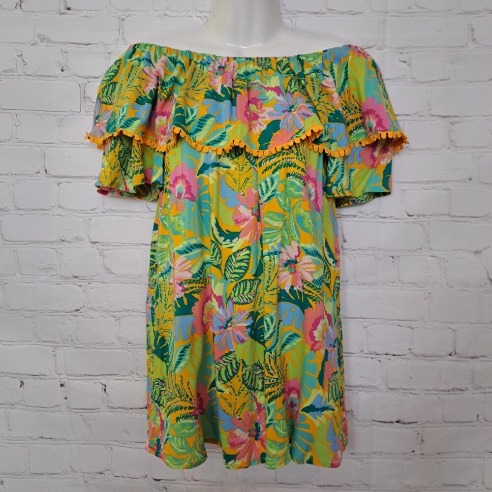 Cato Est. 1946 Tropical Off Shoulder Soft Rayon Top Size Small